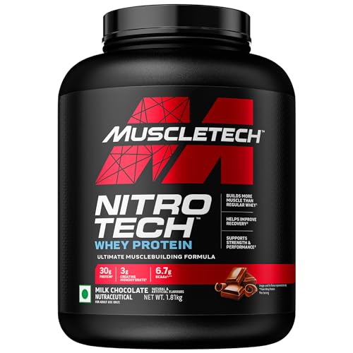 MuscleTech Nitro-Tech Whey Protein Isolate & Protein Blend (4.4lb, Milk Chocolate) 30g Protein
