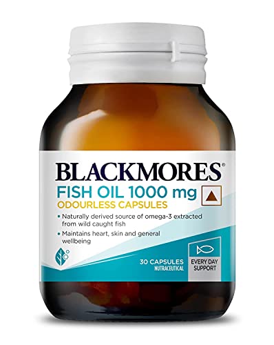 Blackmores Odourless Omega 3 Fish Oil 1000mg - Pack of 30 Capsules for Men and Women
