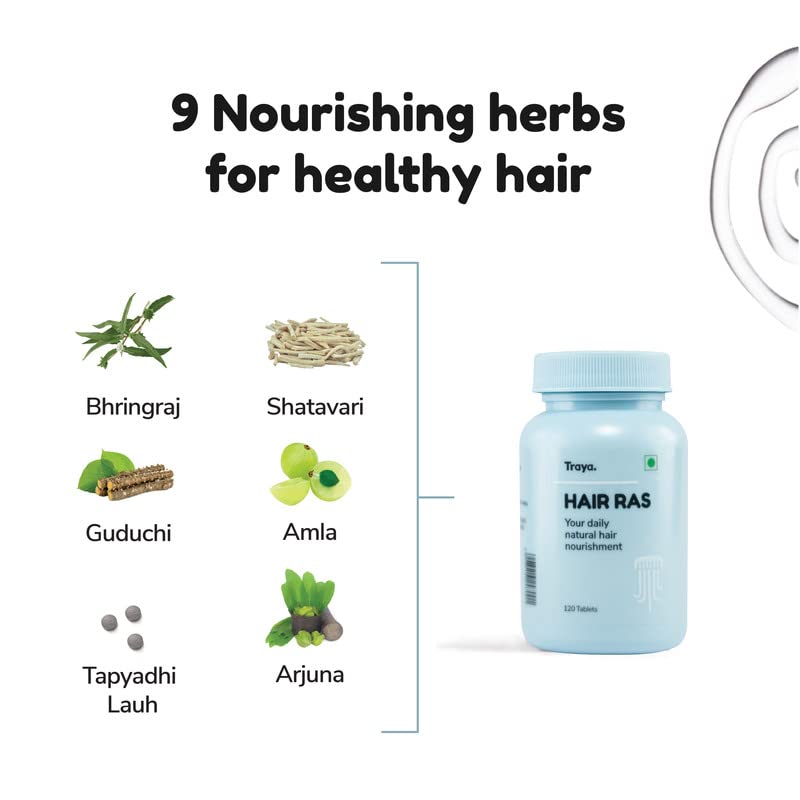 Traya Hair Ras Tablets for Women & Men, Ayurvedic Hair Vitamin Tablets for Hair Fall Control and Growth, Contains Ashwagandha, Bhringraj, Shatavari (240 Tablets) Pack of 2 - Image 2