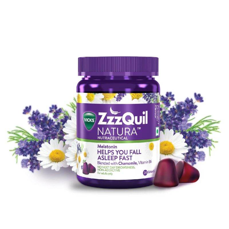 Vicks ZzzQuil Natura, Non-Addictive Melatonin Sleep Gummy, Pack of 24