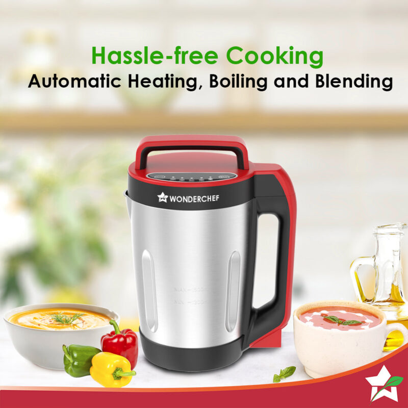 NEO Automatic Soup Maker | 1.6 Litre | 900W Heater | Stainless Steel Blades | Stainless Steel Jug | 5 Pre-Set Functions | Red | Black | Steel | One Touch Operation | Touch Control Panel | 30 Minute Cook Time | 2 Years Warranty - Image 2