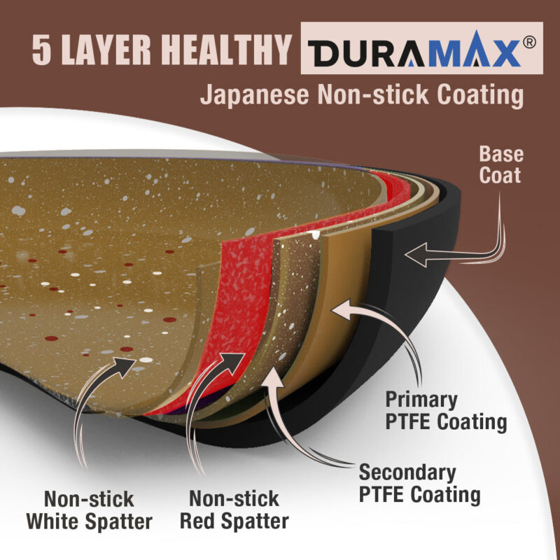 Duralife Die-cast 24 cm Fry Pan | 5 Layer Healthy Duramax Non-Stick Coating | Soft Touch Handle | Pure Grade Aluminium | PFOA Free | 1.7 litres | 2 Year Warranty | Copper - Image 3