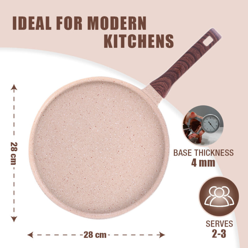 Duralife Die-cast 28 cm Dosa Tawa | 5 Layer Healthy Duramax Non-Stick Coating | Soft Touch Handle | Pure Grade Aluminium | PFOA Free | 2 Year Warranty | Ivory - Image 4