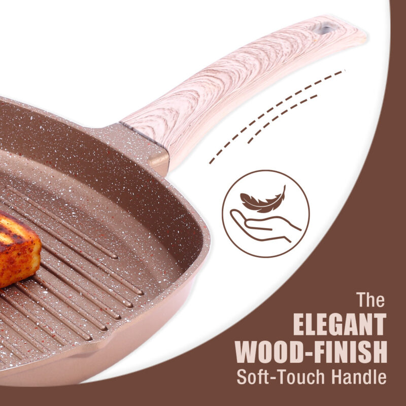 Duralife Die-cast 24 cm Grill Pan | 5 Layer Healthy Duramax Non-Stick Coating | Soft Touch Handle | Pure Grade Aluminium | PFOA Free | 1.5 liters | 2 Year Warranty | Copper - Image 5