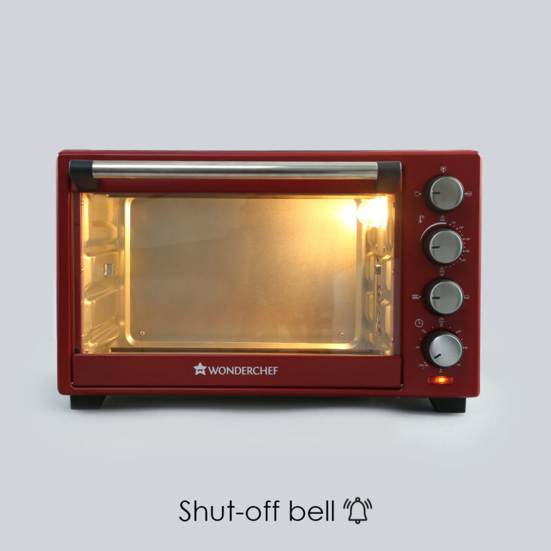 Wonderchef Renewed Oven Toaster Griller (OTG) Crimson Edge - 28L | Auto-shut Off | Heat-resistant Tempered Glass | Multi-stage Heat Selection | 1600W | Red - Image 7