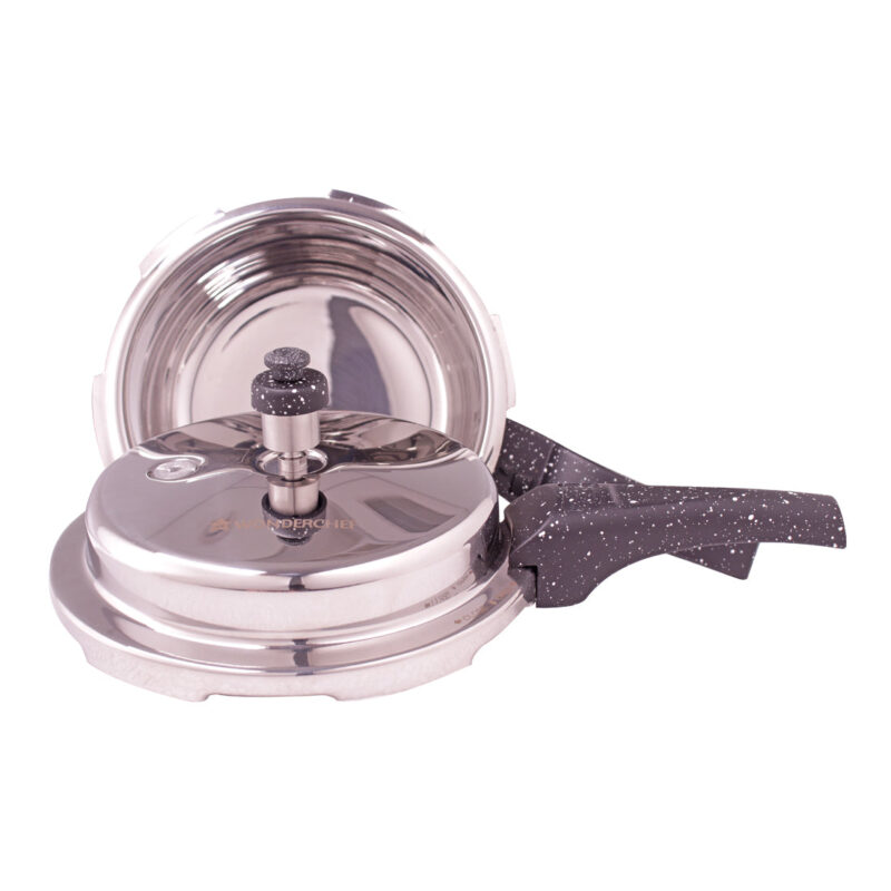 Granite Induction Base 3L Pressure Cooker with Outer Lid, Silver with Black Handle - Image 6
