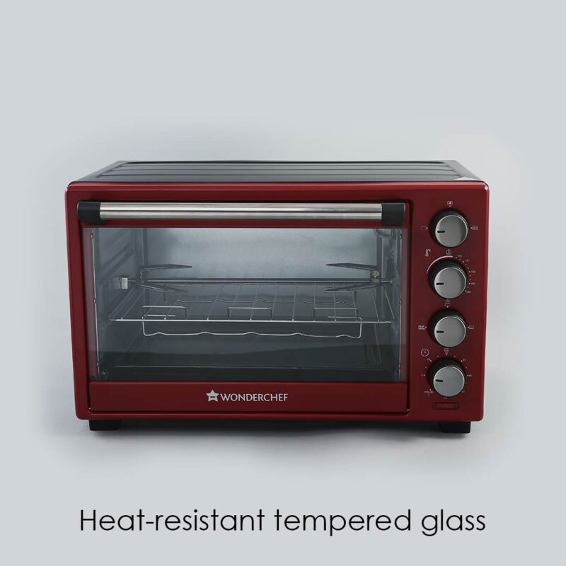 Wonderchef Renewed Oven Toaster Griller (OTG) Crimson Edge - 28L | Auto-shut Off | Heat-resistant Tempered Glass | Multi-stage Heat Selection | 1600W | Red - Image 17