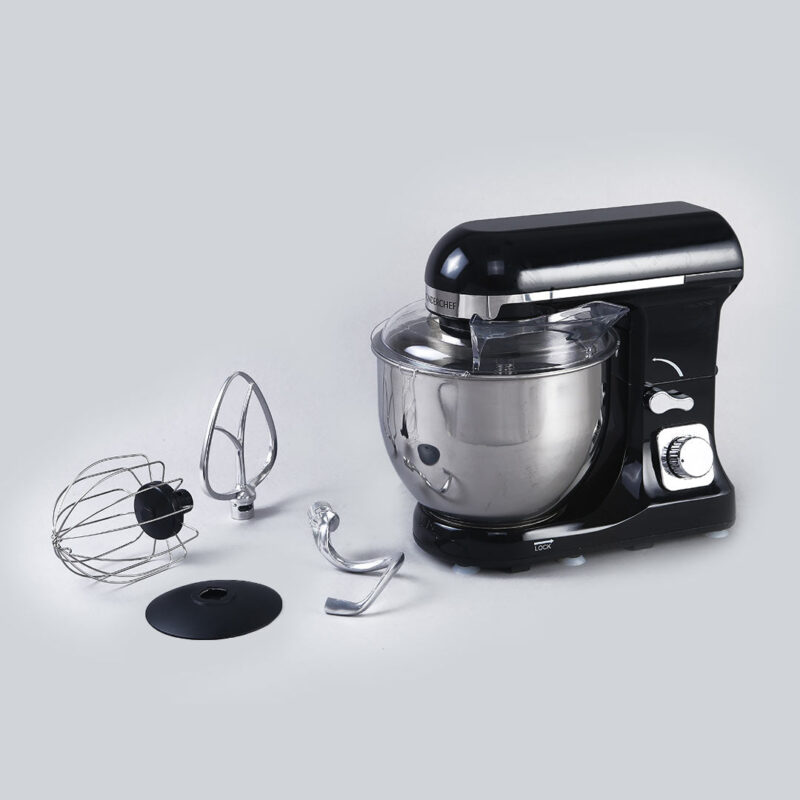 Crimson Edge Die-Cast Metal Kitchen Stand Mixer and Beater with 6 Speed Settings | 1000W Powerful Copper Motor | 5L SS Bowl | Whisking Cone, Mixing Beater, Dough Hook Attachments & Splash Guard | Home Cooks & Professional Bakers | 3 Year Warranty | Black - Image 10