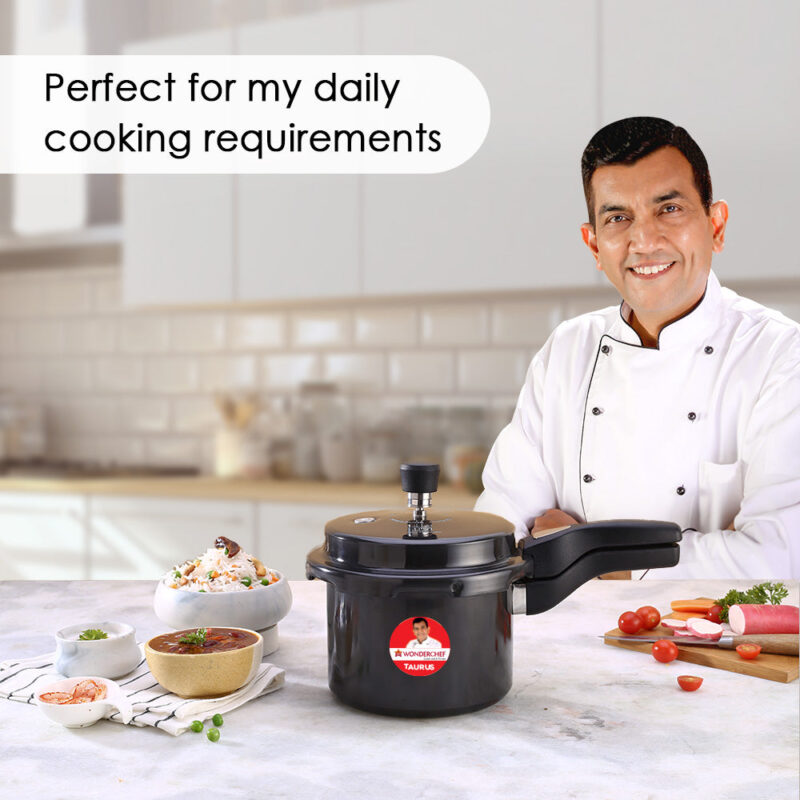 Taurus Hard Anodized 3L Outer Lid Pressure Cooker, SS Lid, Soft Touch Handles for Durability, Induction Friendly, Black, 5 year warranty, ISI Certified