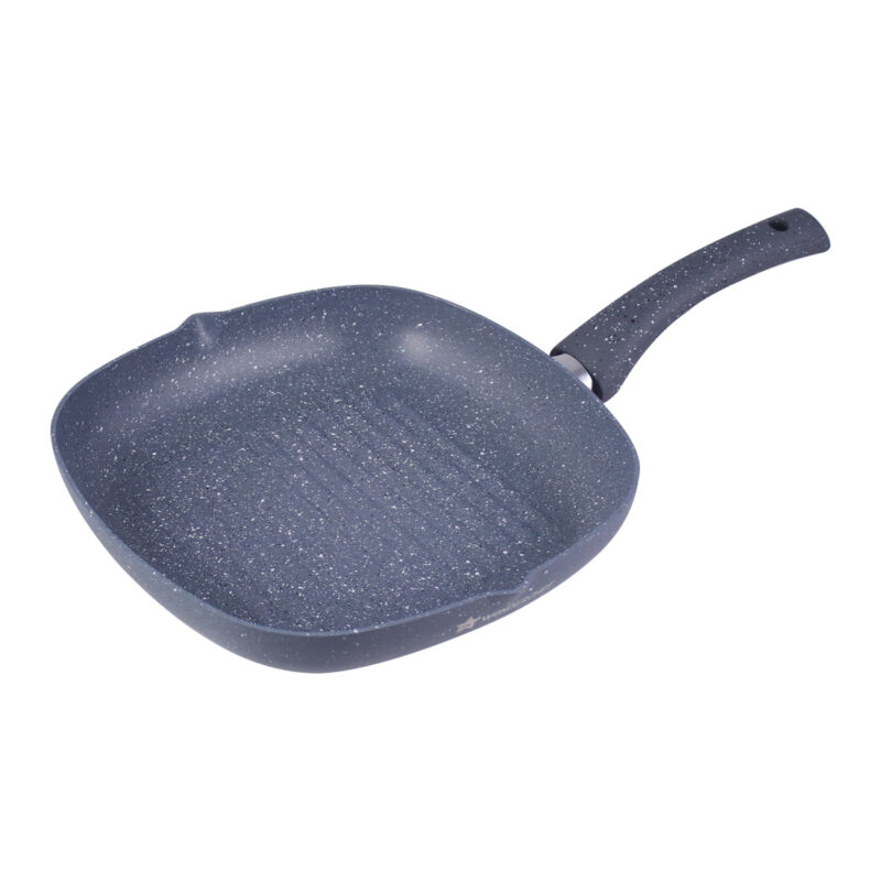 Granite 20 cm Non-Stick Grill Pan | Soft-Touch Handles | Virgin Grade Aluminium | PFOA & Heavy Metals Free | 3.5 mm thickness | Grill Pan Non-Stick | 1.35 liters | 2 Years Warranty | Grey - Image 2