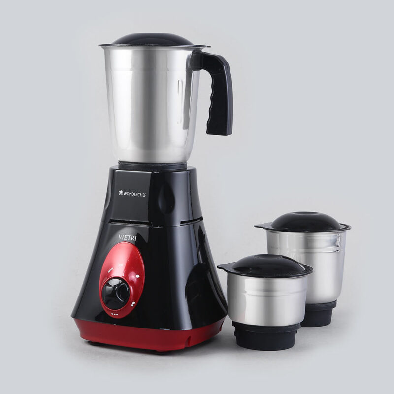 Vietri Mixer Grinder, 550W with 3 Anti-rust Stainless Steel Jars and Blades, 3-speed Knob, Anti-skid Feet, 5 Years Warranty on Copper Armature Motor, Black & Red - Image 14