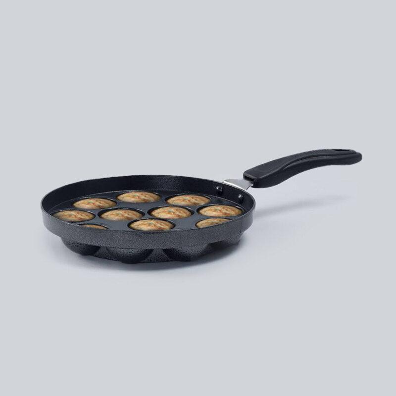 Non-Stick Appa Kara Cookware with 12 cavities | Appam PatraPaniyarakkal | Paniyaram | Appam Pan | Pan Cake Maker | Ponganal Maker | Kuzhi Paniyaram | Paddu Tawa | Cool Touch Bakelite Handle | Pure Grade Aluminium | PFOA Free | 1 Year Warranty | Black - Image 8