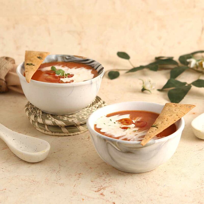 Teramo Stoneware Soup Bowl - Marble White (Set of 2) - Image 6