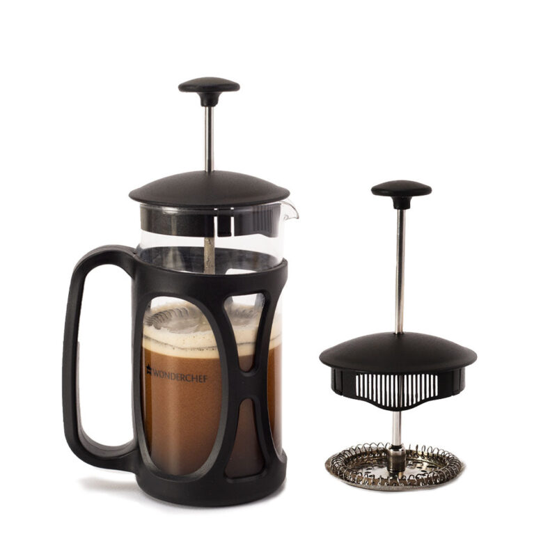 French Press Coffee & Tea Maker 600 ml | Premium Heat Resistant Borosilicate Glass Carafe in SS Housing | 4 Level Filtration System | SS Plunger with Mesh |  3-4 Cups of Coffee | Brews in Just 3 Minutes | Black | 1 Year Warranty - Image 5