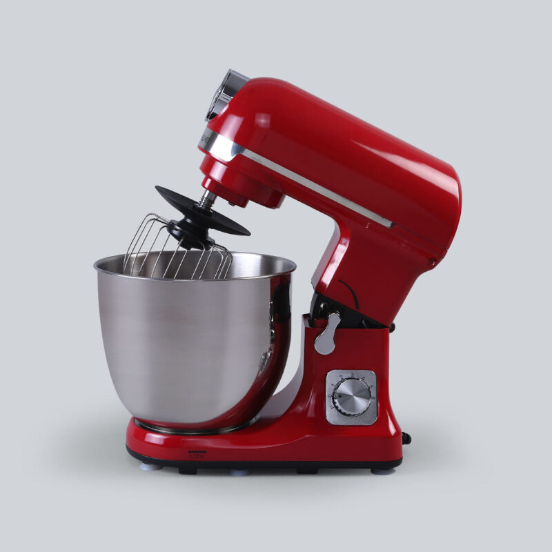 Crimson Edge Die-Cast Metal Stand Kitchen Mixer & Beater with free attachments | 5.7L SS Bowl | 1000W motor | 6 Speed Setting | Whisking Cone, Mixing Beater & Dough Hook attachments | 3 Yrs warranty | Red - Image 12