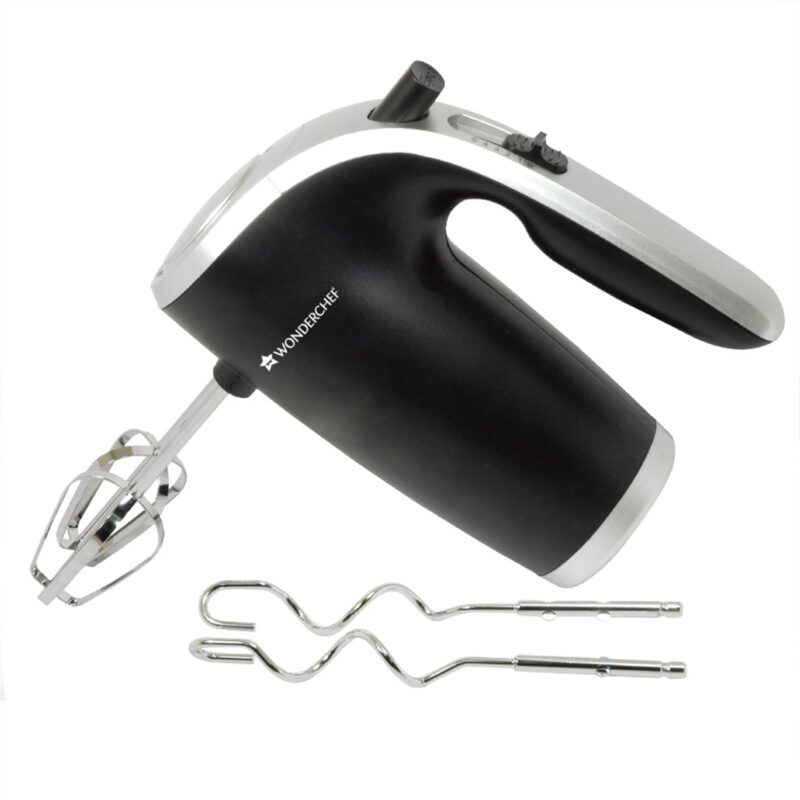 Onyx 5 Speed Electric Hand Mixer | 300W Powerful & Silent Copper Motor I Adjustable Slow Speed Start I Hand Blender | Stainless Steel Whisk Beaters and Dough Hooks | 1 Year Warranty |Whisk Eggs I Cake Mixer I Dough Maker I Bakeware I Black & Steel - Image 7