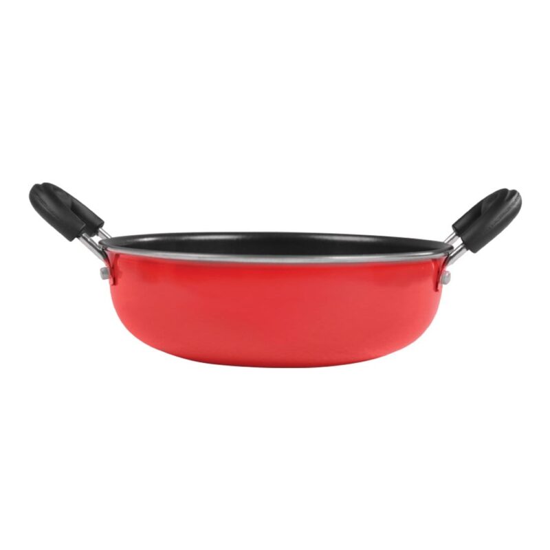 Little Samson Bachelor Non-stick Cookware Set, 3Pc (Wok, Sauce Pan, Fry Pan), Induction Friendly, Soft Touch Handle, Steel, 2 Years Warranty, Red - Image 4