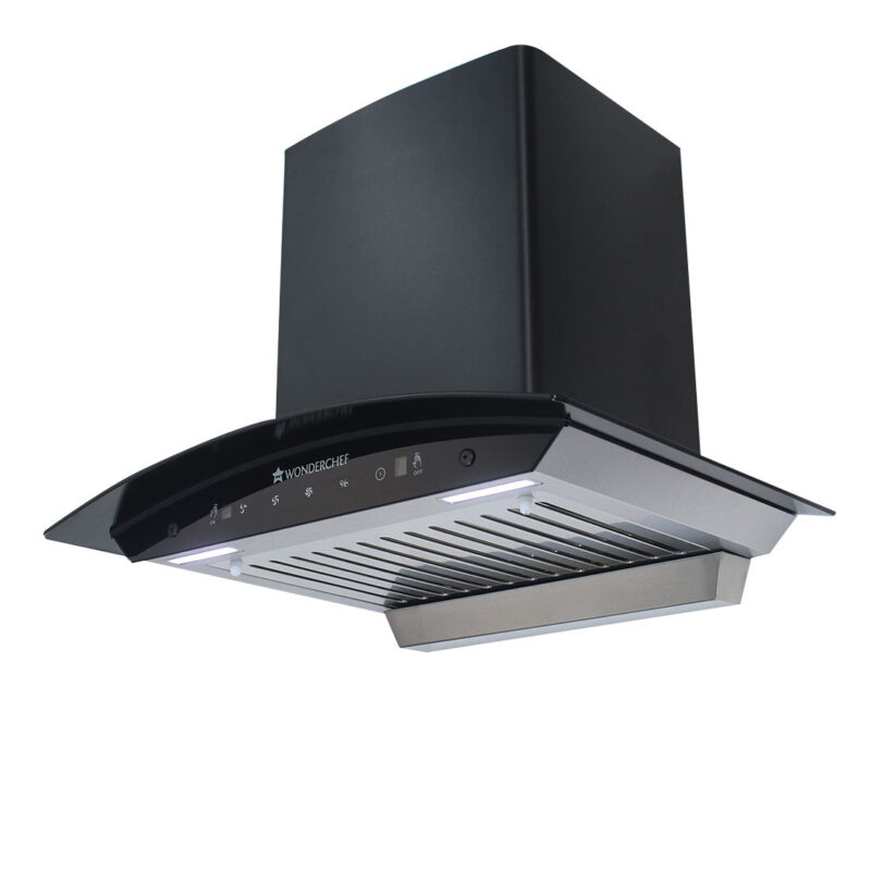 Wonderchef Renewed Ultima 60cm 1200 m3/hr Auto Clean Curved Glass Chimney | Baffle Filter | 1200M3/Hr powerful suction | Touch + 3 speed Motion Sensor control | Low Noise | 1 Year Warranty - Image 6