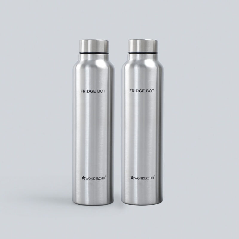 Stainless Steel Fridge-bot 1000 ml Each | Pack of 2 | Gift Box Packing | Single wall | Non-insulated | 304 Stainless Steel | Non Toxic | BPA free | Rust Free | Spill and Leak proof | Light weight | For Home & Office | Wide Mouth | 2 Years Warranty - Image 9