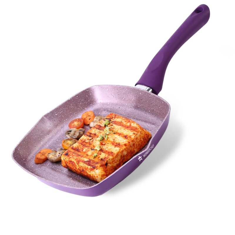 Royal Velvet 24cm Grill Pan | Soft-touch handles |Non – Toxic I Virgin Aluminium| 3 mm thick | 2 year warranty | Purple - Image 7