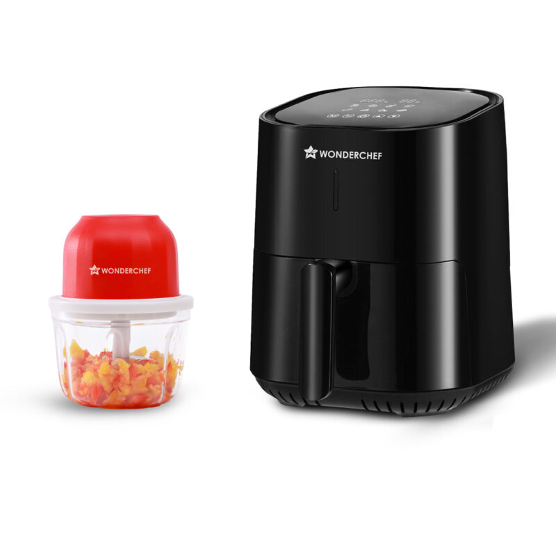 Prato Plus Digital Air Fryer and Zippy Cordless Chopper | No Oil Fry, Bake, Roast, Grill | Wireless Chopper with Stainless Steel Blades, USB Charging | Chopping in 10 Sec | 2-year Warranty - Image 8