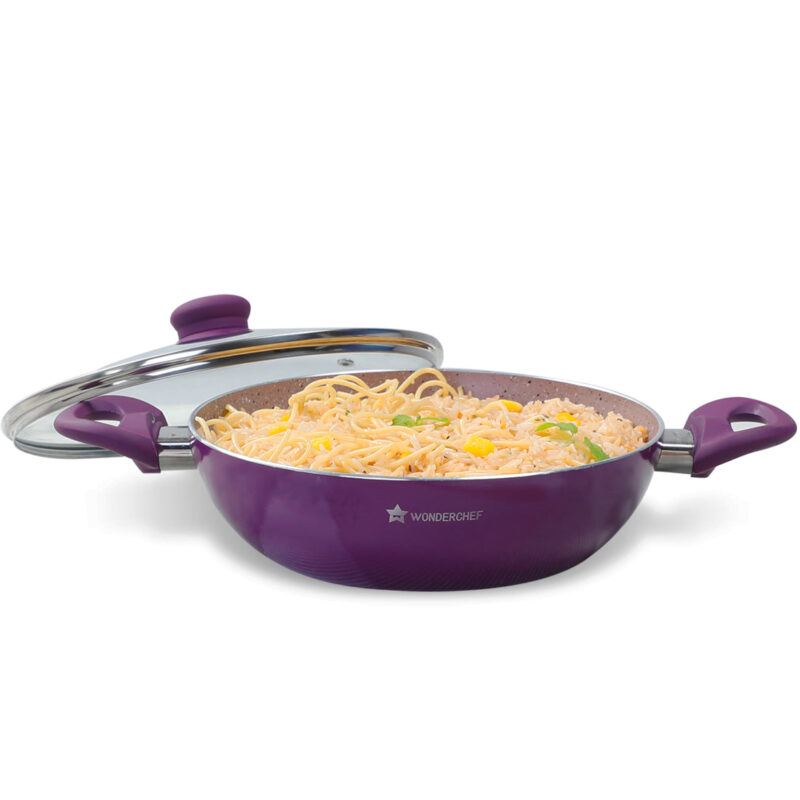 Wonderchef Renewed Royal Velvet Non-stick 24cm Kadhai with Handles (without Lid) | Induction Ready | Soft-touch handles | Non-Toxic I Virgin Grade Aluminium | 3mm Thick - Image 7