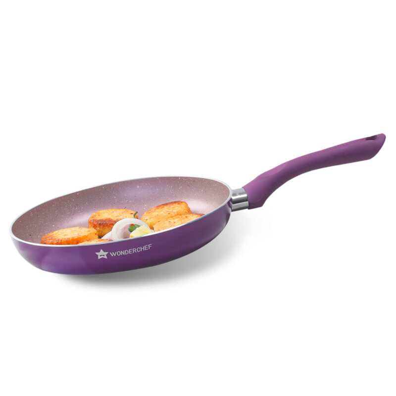 Royal Velvet Non-stick 24cm Fry pan I Induction Ready | Soft-touch handles |Non – Toxic I Virgin Aluminium| 3 mm thick | 1.8 litres | 2 year warranty | Purple - Image 7