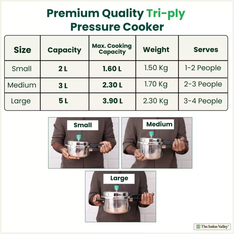RapidCuk Tri-ply Stainless Steel Pressure Cooker, Premium Quality, 3 Layer Thick Body, Heavy Bottom, 100% Safe, ISI Certified, 5 Yr Warranty, Induction & Gas, 2/3/5L - Image 3