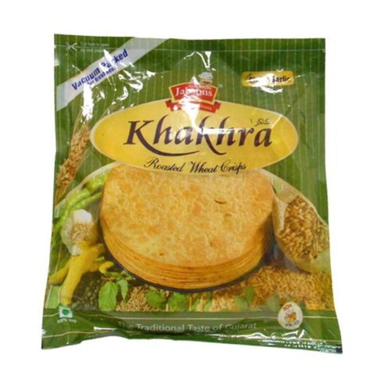 JABSONS Khakhra - Roasted Wheat Crisps, Chilly Garlic, 180 g