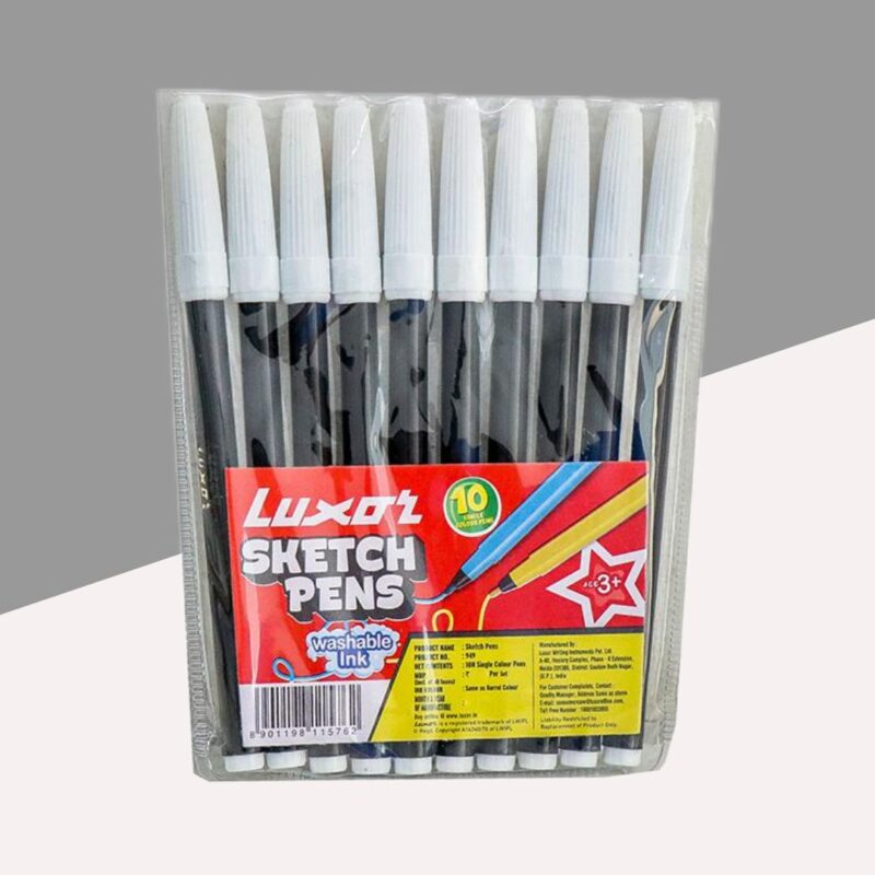 Luxor Sketch Pens - Black ( Set Of 10 )