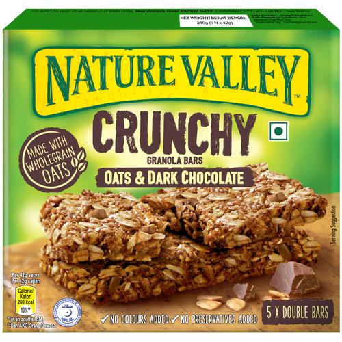 Nature Valley Crunchy Granola Bars - Oats & Dark Chocolate, 210 g (5 pcs x 42 g each)
