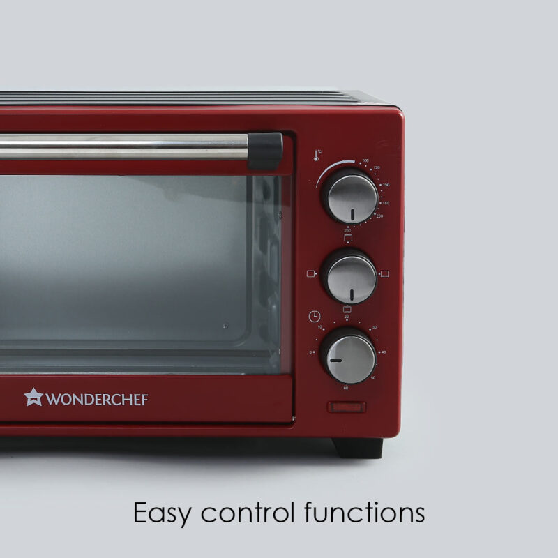 Wonderchef Renewed Oven Toaster Griller (OTG) Crimson Edge - 19 Litres | Auto-shut Off | Heat-resistant Tempered Glass | Multi-stage Heat Selection | 1280W | Red - Image 3