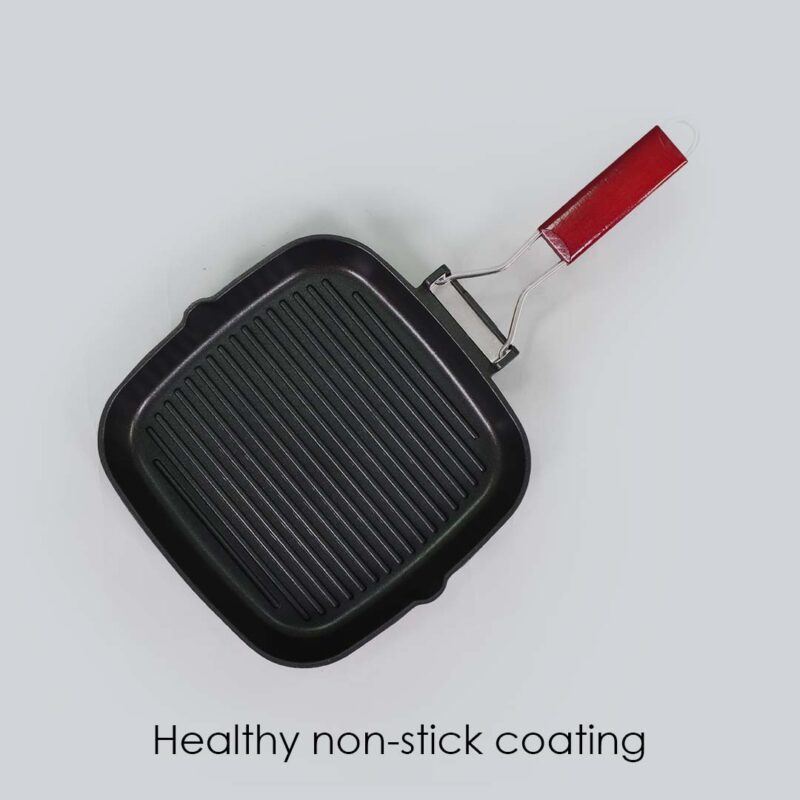 Caesar Nonstick Folding  Grill Pan | Ideal for Barbeque, Tandoori & Sandwiches | Smart Folding Handle | Space Saver | Gas & Induction Friendly | PFOA Free | 2.3L | 5 Year Warranty | Black - Image 3