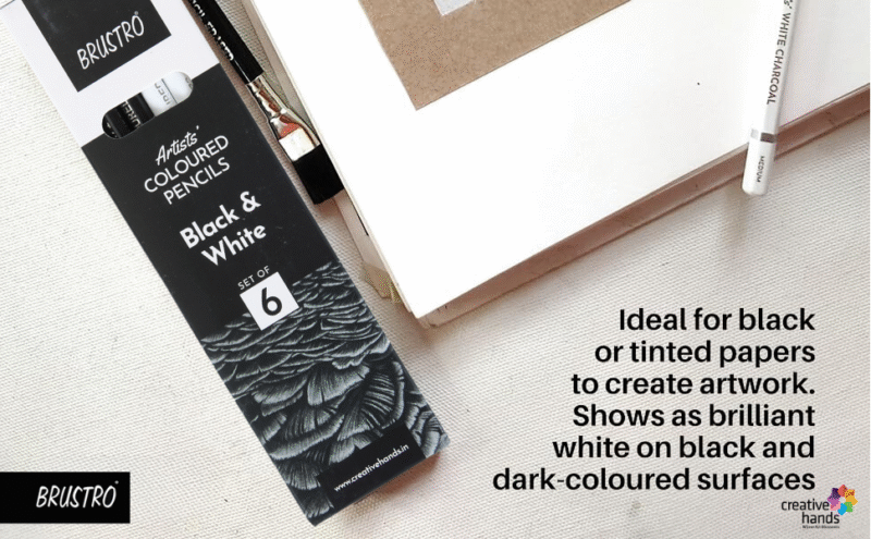 BRUSTRO Artists Coloured Pencils | Black & White | Set of 6 ( 3 Whites and 3 Blacks ) | Ideal for Students and Adults, Color, Sketching, Shading, Drawing, Blending, Mandala Art, School, Office Use - Image 4