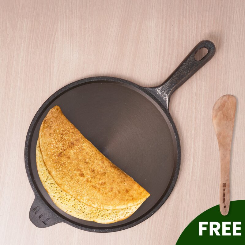 Super Smooth Cast Iron Tawa, Long Handle,Pre-seasoned, Nonstick, 100% Pure, Toxin-free, Induction, Free ₹110 Spatula, 26.3cm, 1.8kg - Image 14