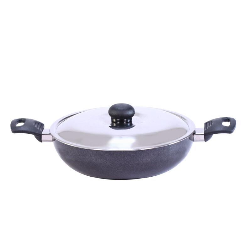 Platinum Plus Non-Stick Cookware Set of 4 | Kadhai with Glass Lid 24cm, Fry Pan 24cm & Dosa Tawa 25cm | Cool-Touch Bakelite Handle | Pure Grade Aluminium | PFOA Free | 1 Year Warranty | Black - Image 6