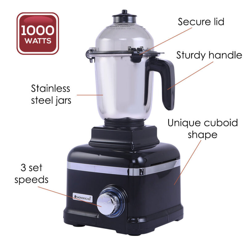 Sumo Mixer Grinder with 4 Stainless Steel Jars, 1000 W in Black - Image 4