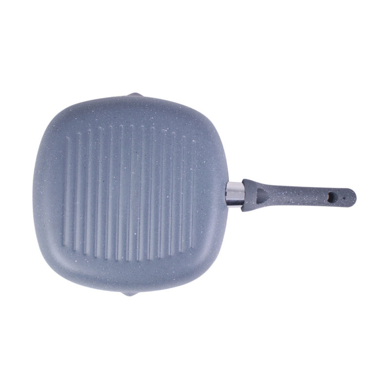 Granite 20 cm Non-Stick Grill Pan | Soft-Touch Handles | Virgin Grade Aluminium | PFOA & Heavy Metals Free | 3.5 mm thickness | Grill Pan Non-Stick | 1.35 liters | 2 Years Warranty | Grey - Image 3