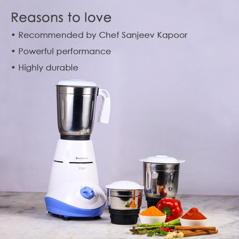 Wonderchef Renewed Capri Mixer Grinder 550W | 3 Stainless Steel Jars - Image 14