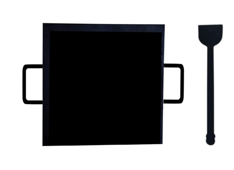 PRINA E-SHOP Iron Flat Square Design Tawa for Dosa/Roti/Chappati/Pathri with Double Handle/Gas & Induction-Friendly Dosa Kal (Black_12 inch) - Image 4
