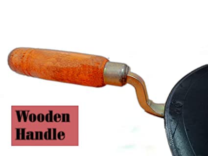 Sonanshi Black Dosa Tawa Pure Iron with Wooden Handle Especially Designed for Dosa/Uttpam/South Indian Dishes (12 Inch Dia) - Image 2