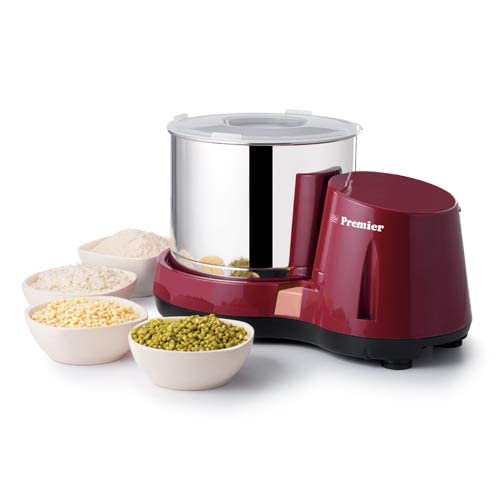 Premier Compact Wet Grinder Pg 501 2ltr 200 Watts Gear Driven 230v - Maroon | Gear-Driven Motor, Space-Saving Compact Design, Stylish Maroon Finish, Durable Stainless Steel Drum - Image 3