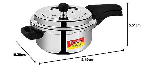 Prestige 3L Svachh Deluxe Alpha stainless steel Pressure Cooker|Outer lid|3-4 personsl|Deep lid for spillage control|Gas & induction compatible|Controlled GasketRelease System|Silver|10 years warranty - Image 2