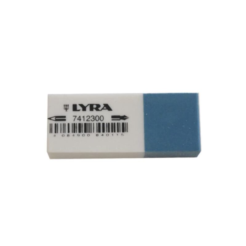Lyra Bi-Colour Eraser | Contain 30 pcs Erasers | White Erasers for Pencils | Blue Eraser for Ink | Pack of 30