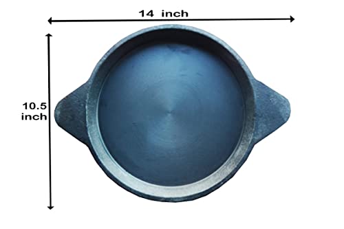 SAT Cast Iron Cookware Pre-Seasoned Tawa - 10 inches (25.4 cm) / Black/Edges Raised, Weight- 1.5 kg. Approx Flat (Ready to use) Induction Compatible - Image 2