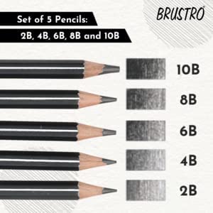 BRUSTRO Artists Fineart Graphite Pencil Set of 12 (10B-2H) ECO PVC dust Free Eraser (Pack of 2) - Image 2