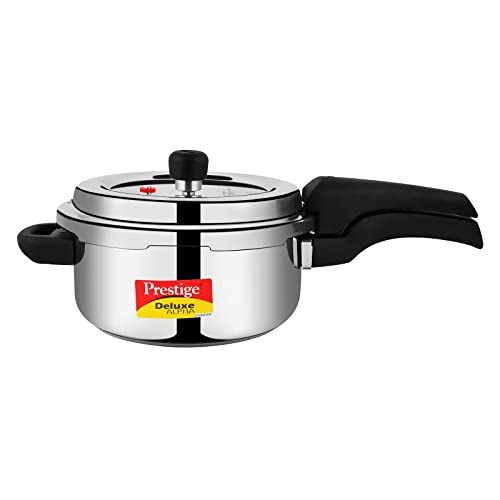 Prestige 3L Svachh Deluxe Alpha stainless steel Pressure Cooker|Outer lid|3-4 personsl|Deep lid for spillage control|Gas & induction compatible|Controlled GasketRelease System|Silver|10 years warranty - Image 7