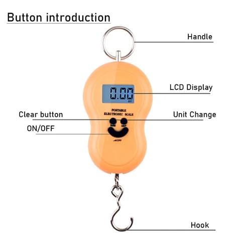 HAVAA Electronic Digital Hanging Stainless Steel Hook| Luggage Portable Scale with (6 Month Warranty) LCD Display for Industrial,Personal Use Capacity 50Kg (Assorted Colours) With 2 Batteries - Image 6