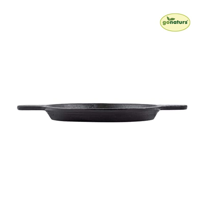 GONATURS Cast Iron Cookware-Tawa for Dosa/Fish Fry/Chapati/Roti/Naan. Dosa Tawa, Dosa Kallu, Dosa Chatti, Iron Tawa. Healthy Cast Iron tawa-Gas and Induction Compatible.(Black) 9Inch - Image 4