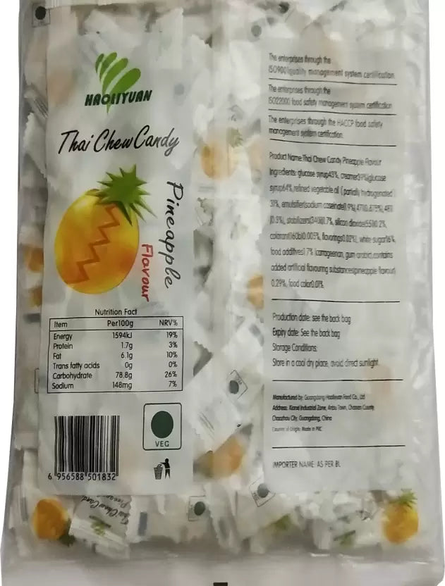 3x Haoliyuan Thai CHEW Candy Pineapple - 350gm each - 300pcs total - Pack of 3 - Image 2